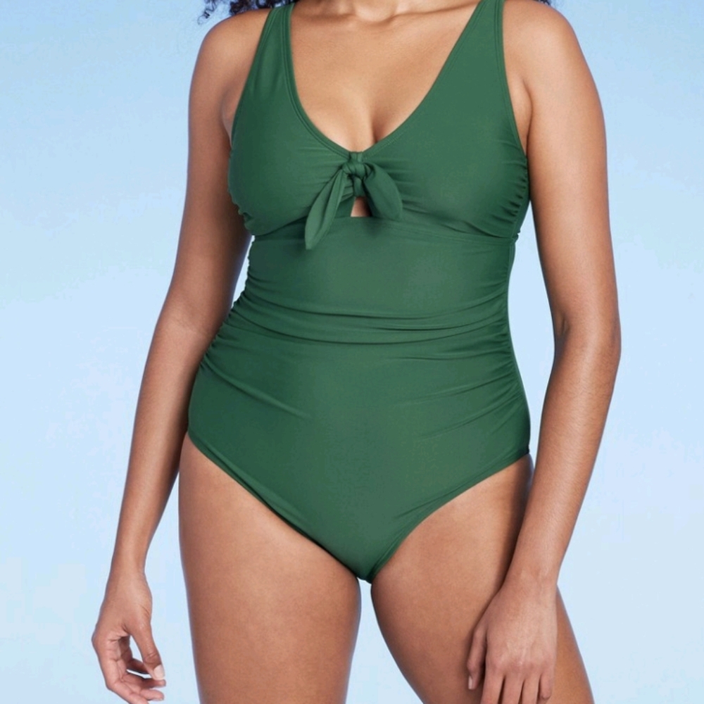 Women's Tie-Front Ruched Full Coverage One Piece Swimsuit - Kona Sol